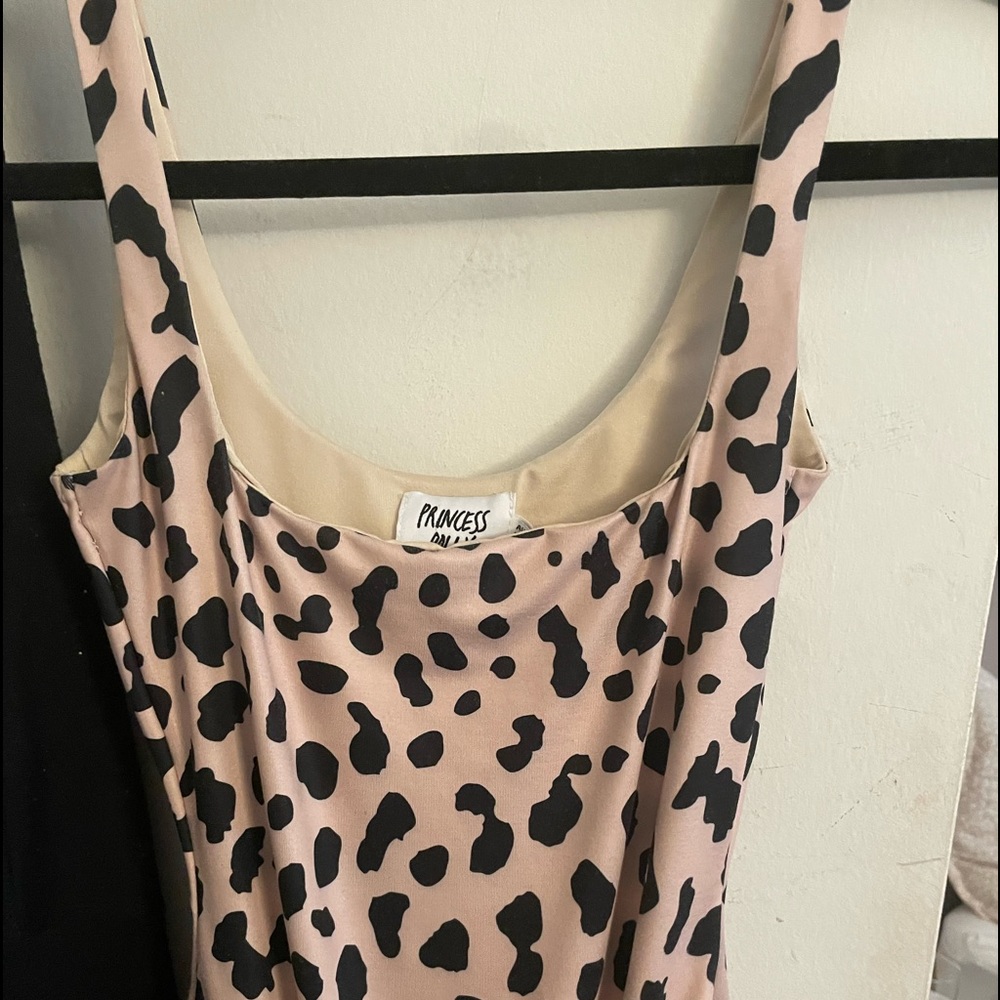 Princess poly leopard low cut body suit barely worn size 2